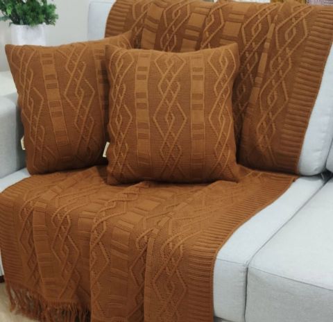 manta em tricô 150x90  Carmen cognac
