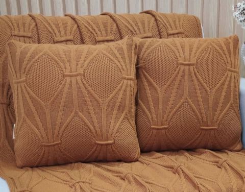 capa de almofada em tricô 50x30 brenda cor cognac